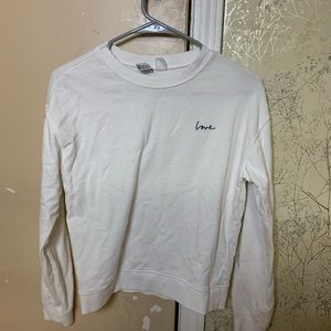 h&m white love sweater